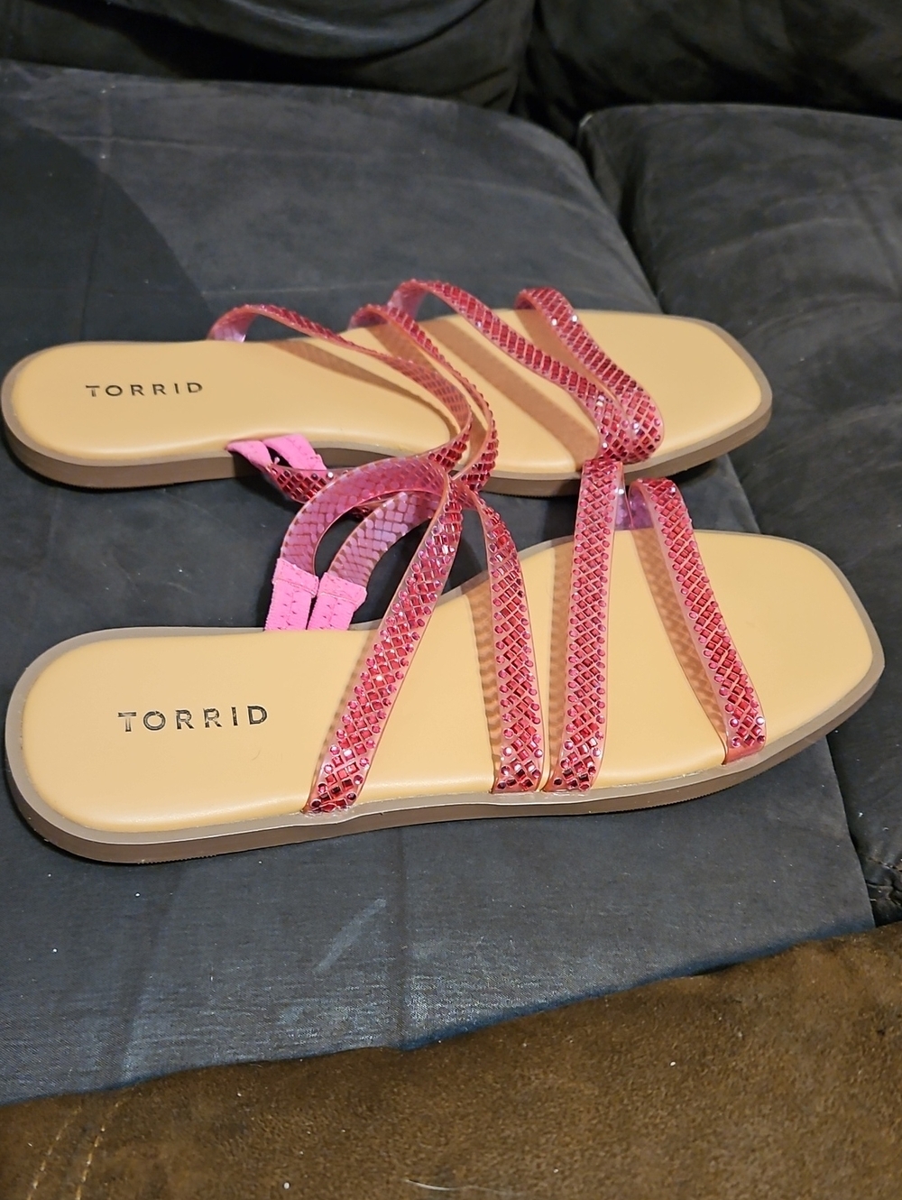 torrid Pink Strappy Slip-On Flat Sandals
